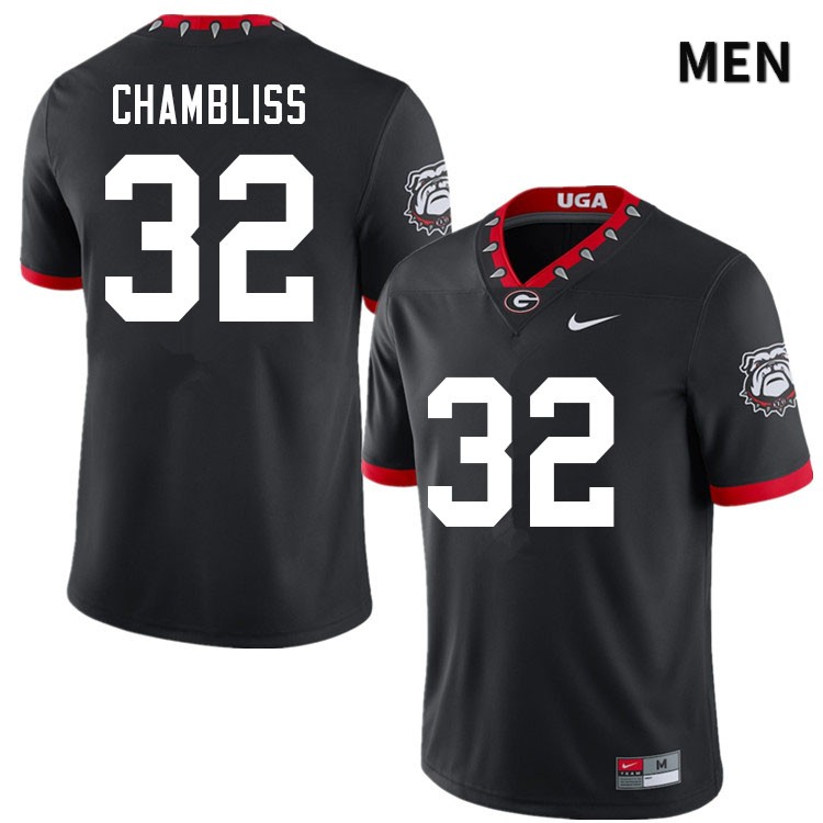 Georgia Bulldogs Men's Chaz Chambliss #32 Black Mascot 100th Anniversary Stitched College UGA Football Jersey 23MO014TU